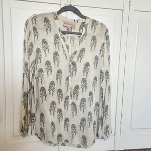 Philosophy long sleeve animal / leopard print loose blouse